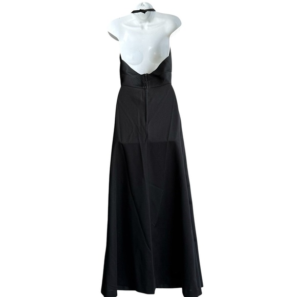 Vintage 60s GAY GIBSON Halter Maxi Dress Women's S Polka Dot Black - Picture 2 of 4